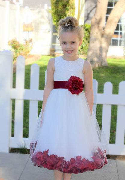 Ivory Floral Lace Heart Cutout Rose Petals Flower Girl Dress Junior Bridesmaid Special Event 185T(4)