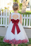 Ivory Floral Lace Heart Cutout Rose Petals Flower Girl Dress Junior Bridesmaid Special Event 185T(4)