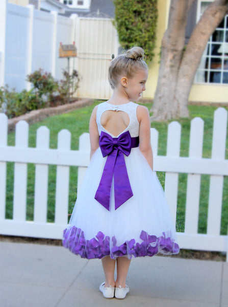 Ivory Floral Lace Heart Cutout Rose Petals Flower Girl Dress Junior Bridesmaid Special Event 185T(2)