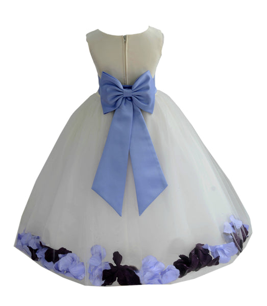 Ivory Elegant Colorful Mixed Rose Petals Bridesmaid Pageant Special Occasion Flower Girl Dress 302T(1)