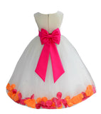 Ivory Elegant Colorful Mixed Rose Petals Bridesmaid Pageant Special Occasion Flower Girl Dress 302T(1)