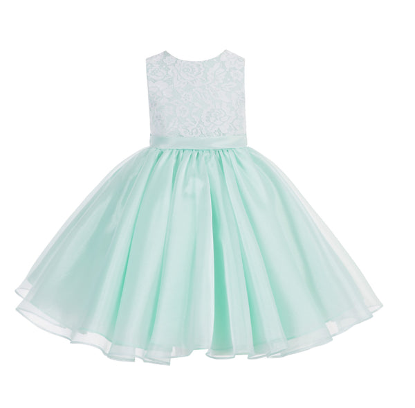 Lace Organza Flower Girl Dress Elegant Formal Junior Beauty Pageant Bridesmaid Recital Dress 186