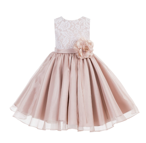Lace Organza Flower Girl Dress Elegant Formal Junior Beauty Pageant Bridesmaid Recital Dress 186F