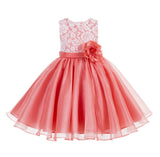 Lace Organza Flower Girl Dress Elegant Formal Junior Beauty Pageant Bridesmaid Recital Dress 186F