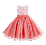 Lace Organza Flower Girl Dress Elegant Formal Junior Beauty Pageant Bridesmaid Recital Dress 186