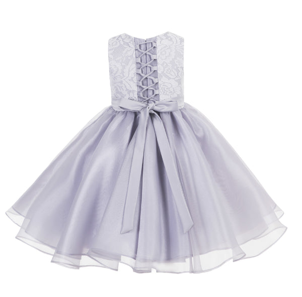 Lace Organza Flower Girl Dress Elegant Formal Junior Beauty Pageant Bridesmaid Recital Dress 186