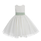 Ivory Lace Organza Flower Girl Dress Elegant Formal Junior Beauty Pageant Communion Baptism 186T(2)