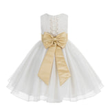Ivory Lace Organza Flower Girl Dress Elegant Formal Junior Beauty Pageant Communion Baptism 186T(3)