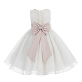 Ivory Lace Organza Flower Girl Dress Elegant Formal Junior Beauty Pageant Communion Baptism 186T(1)