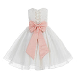 Ivory Lace Organza Flower Girl Dress Elegant Formal Junior Beauty Pageant Communion Baptism 186T(2)