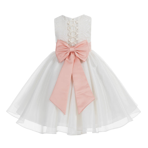 Ivory Lace Organza Flower Girl Dress Elegant Formal Junior Beauty Pageant Communion Baptism 186T(2)