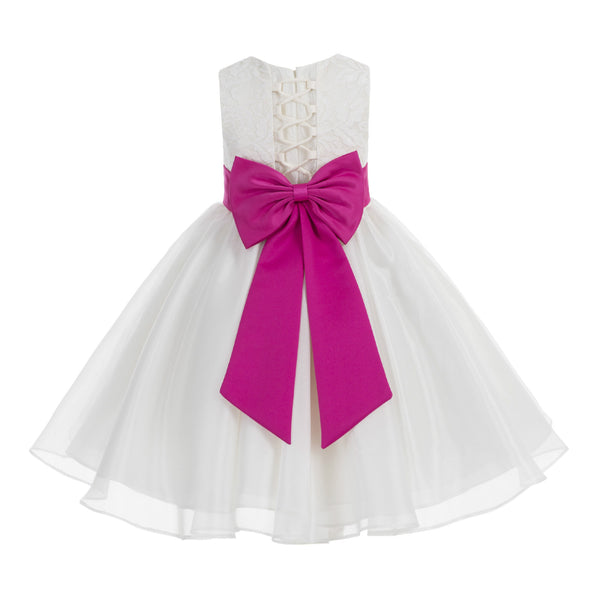 Ivory Lace Organza Flower Girl Dress Elegant Formal Junior Beauty Pageant Communion Baptism 186T(2)