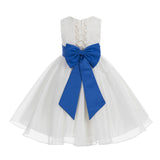 Ivory Lace Organza Flower Girl Dress Elegant Formal Junior Beauty Pageant Communion Baptism 186T(1)