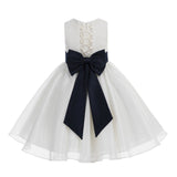 Ivory Lace Organza Flower Girl Dress Elegant Formal Junior Beauty Pageant Communion Baptism 186T(2)