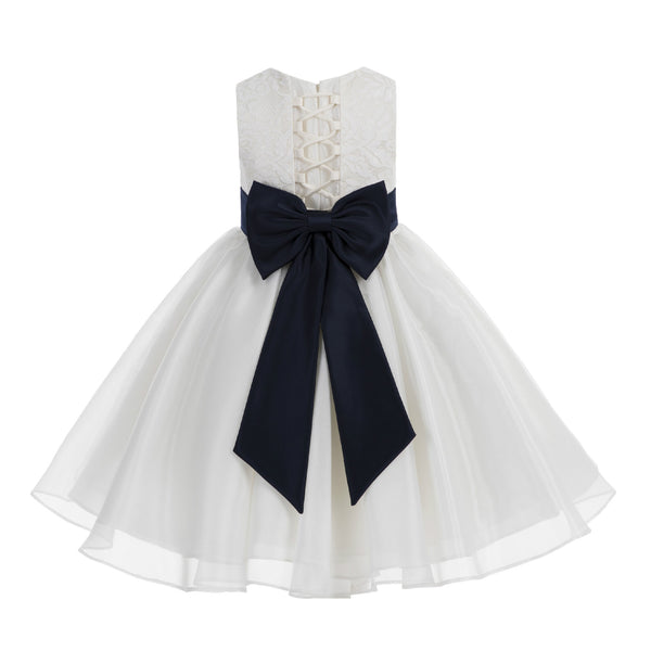 Ivory Lace Organza Flower Girl Dress Elegant Formal Junior Beauty Pageant Communion Baptism 186T(2)