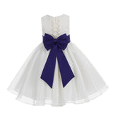 Ivory Lace Organza Flower Girl Dress Elegant Formal Junior Beauty Pageant Communion Baptism 186T(1)