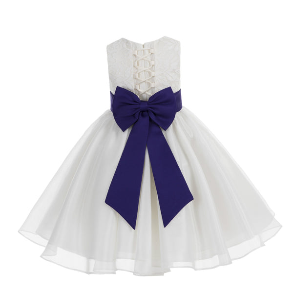 Ivory Lace Organza Flower Girl Dress Elegant Formal Junior Beauty Pageant Communion Baptism 186T(1)