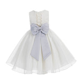 Ivory Lace Organza Flower Girl Dress Elegant Formal Junior Beauty Pageant Communion Baptism 186T(2)