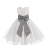Ivory Lace Organza Flower Girl Dress Elegant Formal Junior Beauty Pageant Communion Baptism 186T(1)