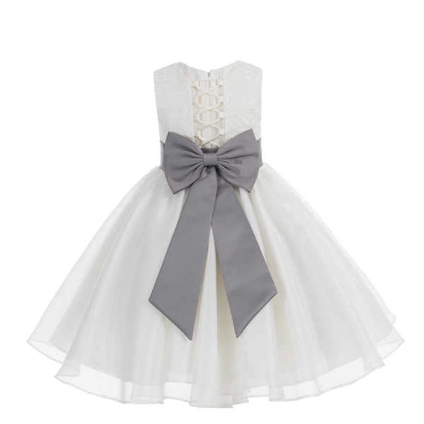 Ivory Lace Organza Flower Girl Dress Elegant Formal Junior Beauty Pageant Communion Baptism 186T(1)