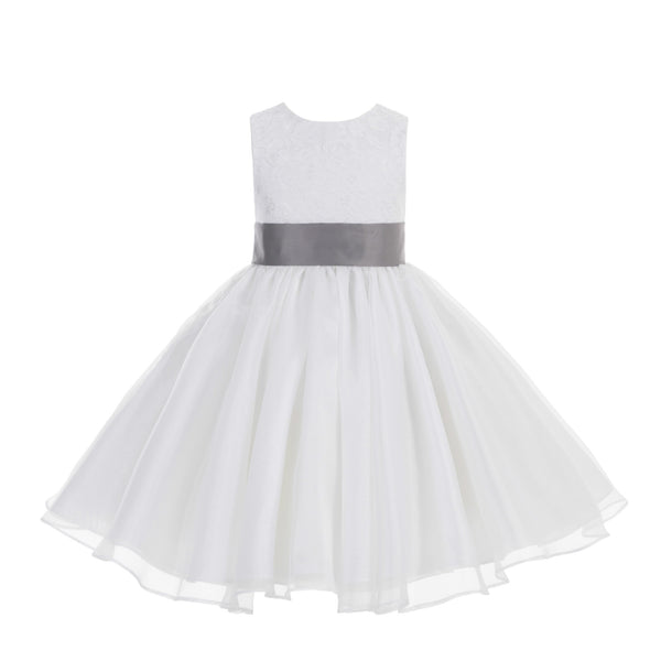 Ivory Lace Organza Flower Girl Dress Elegant Formal Junior Beauty Pageant Communion Baptism 186T(1)