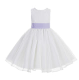 White Lace Organza Flower Girl Dress Elegant Formal Junior Beauty Pageant Communion Baptism 186T(3)