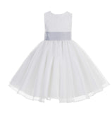 White Lace Organza Flower Girl Dress Elegant Formal Junior Beauty Pageant Communion Baptism 186T(2)