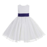 White Lace Organza Flower Girl Dress Elegant Formal Junior Beauty Pageant Communion Baptism 186T(2)