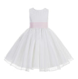 White Lace Organza Flower Girl Dress Elegant Formal Junior Beauty Pageant Communion Baptism 186T(1)