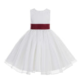 White Lace Organza Flower Girl Dress Elegant Formal Junior Beauty Pageant Communion Baptism 186T(2)