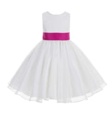 White Lace Organza Flower Girl Dress Elegant Formal Junior Beauty Pageant Communion Baptism 186T(2)