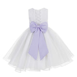 White Lace Organza Flower Girl Dress Elegant Formal Junior Beauty Pageant Communion Baptism 186T(3)