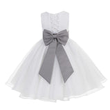 White Lace Organza Flower Girl Dress Elegant Formal Junior Beauty Pageant Communion Baptism 186T(1)