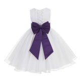 White Lace Organza Flower Girl Dress Elegant Formal Junior Beauty Pageant Communion Baptism 186T(1)