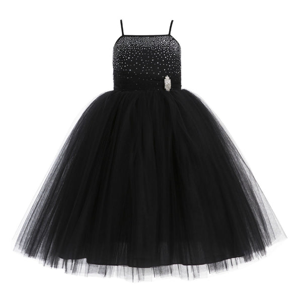 Tulle Rhinestone Flower Girl Dress Junior Ballroom Gown Beauty Pageant Easter Birthday Dress 189
