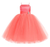 Tulle Rhinestone Flower Girl Dress Junior Ballroom Gown Beauty Pageant Easter Birthday Dress 189