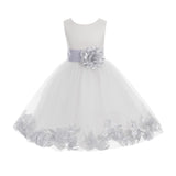Ivory Tulle Floral Petals Flower Girl Dress Special Occasions Junior Pageant Wedding Holiday 302S(2)