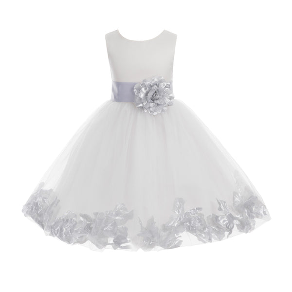Ivory Tulle Floral Petals Flower Girl Dress Special Occasions Junior Pageant Wedding Holiday 302S(2)