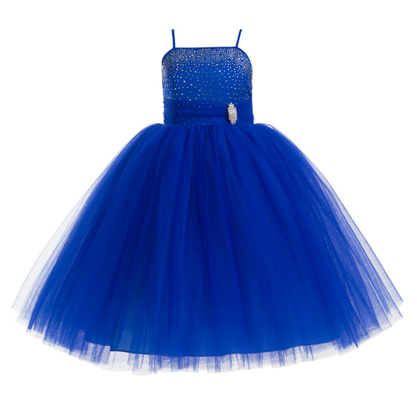 Tulle Rhinestone Flower Girl Dress Junior Ballroom Gown Beauty Pageant Easter Birthday Dress 189