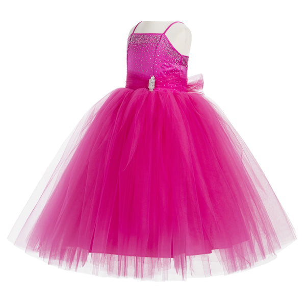 Tulle Rhinestone Flower Girl Dress Junior Ballroom Gown Beauty Pageant Easter Birthday Dress 189