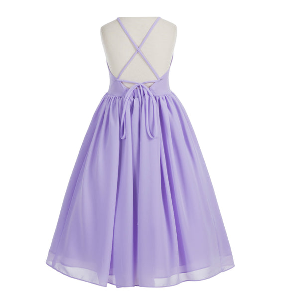 Criss-Cross Chiffon Flower Girl Dress Special Occasion Dresses Pageant Gown Junior Princess 191(1)