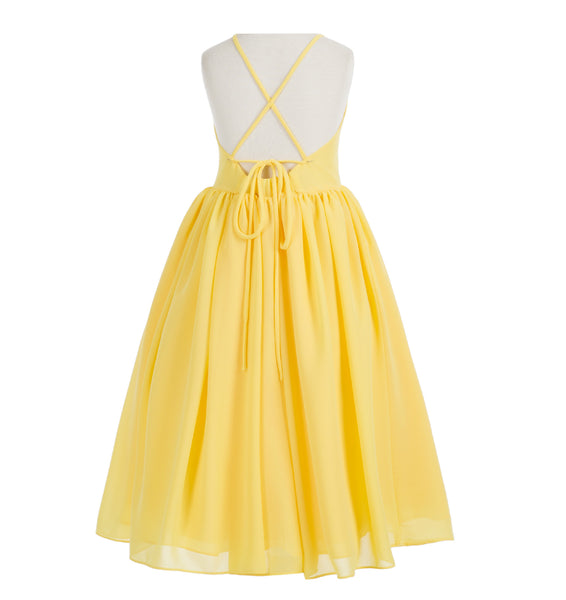 Criss-Cross Chiffon Flower Girl Dress Special Occasion Dresses Pageant Gown Junior Princess 191(1)