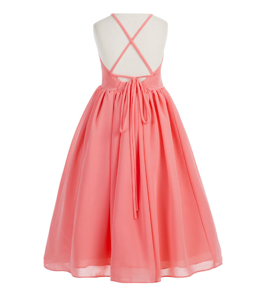 Criss-Cross Chiffon Flower Girl Dress Special Occasion Dresses Pageant Gown Junior Princess 191(1)
