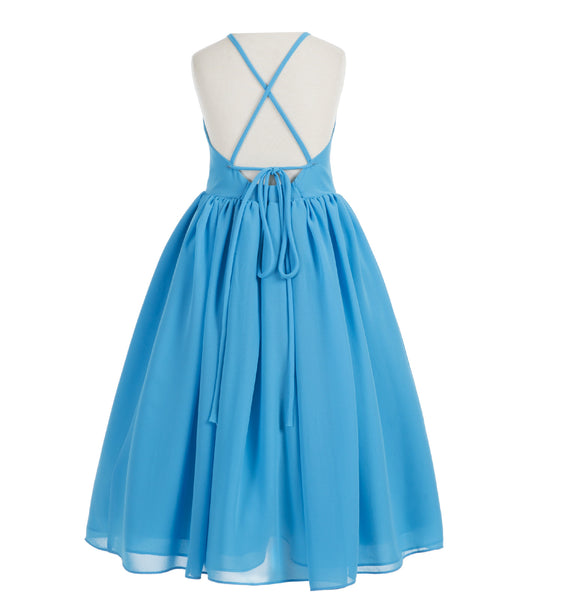 Criss-Cross Chiffon Flower Girl Dress Special Occasion Dresses Pageant Gown Junior Princess 191(1)