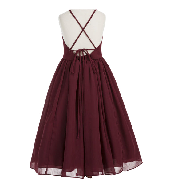 Criss-Cross Chiffon Flower Girl Dress Special Occasion Dresses Pageant Gown Junior Princess 191(1)