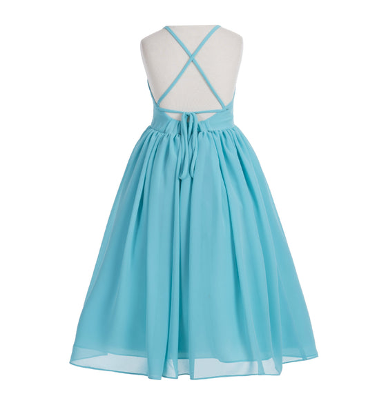 Criss-Cross Chiffon Flower Girl Dress Special Occasion Dresses Pageant Gown Junior Princess 191(1)
