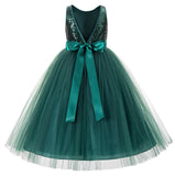 Sequin V-Back Flower Girl Dress Special Occasions Wedding Reception Communion Baptism Pageant LG1