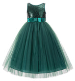 Sequin V-Back Flower Girl Dress Special Occasions Wedding Reception Communion Baptism Pageant LG1