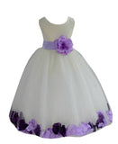 Ivory Elegant Colorful Mixed Rose Petals Bridesmaid Pageant Special Occasion Flower Girl Dress 302T(1)
