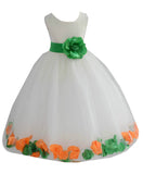 Ivory Elegant Colorful Mixed Rose Petals Bridesmaid Pageant Special Occasion Flower Girl Dress 302T(1)